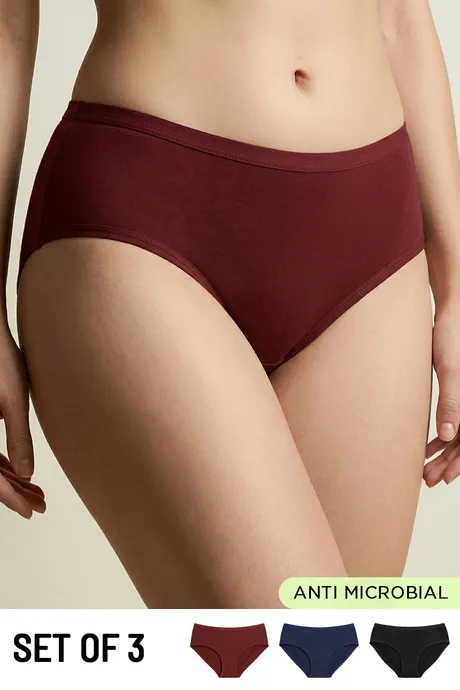 Buy Zivame Low Rise Full Coverage Hipster Panty (Pack of 3) - Multicolor